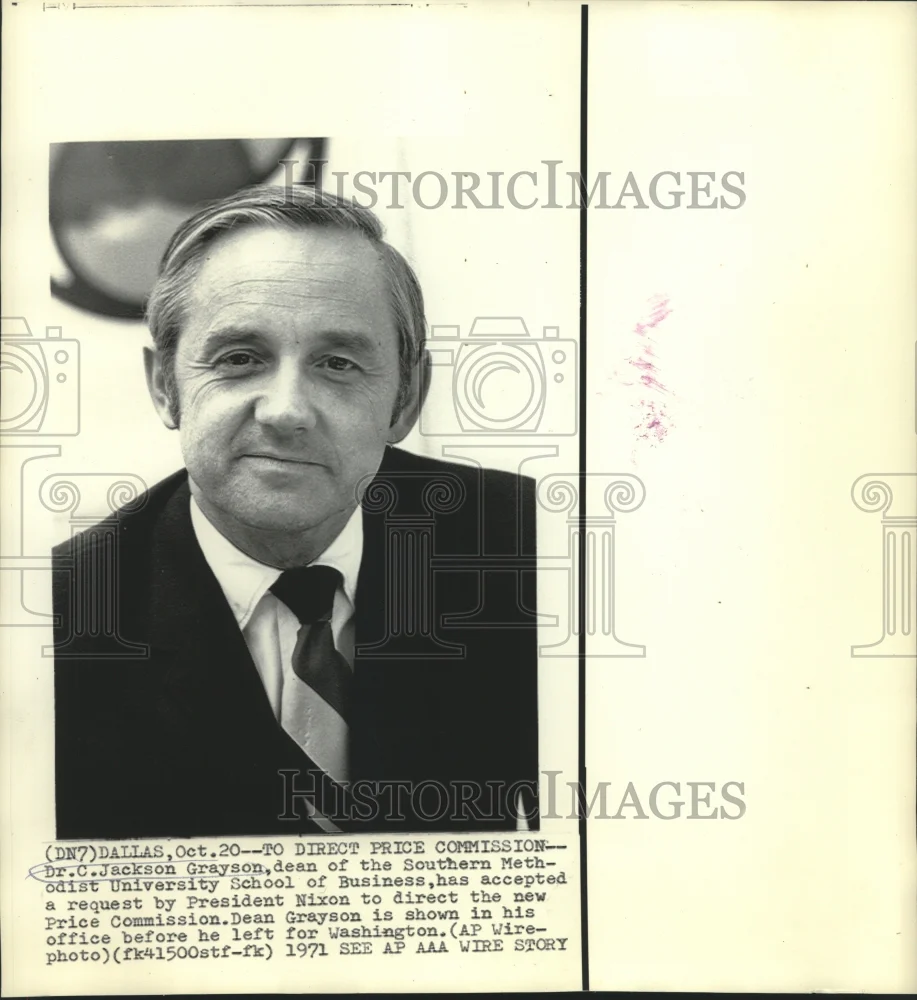 1971 Press Photo Dr. Jackson Grayson requested by Nixon to Price Commission