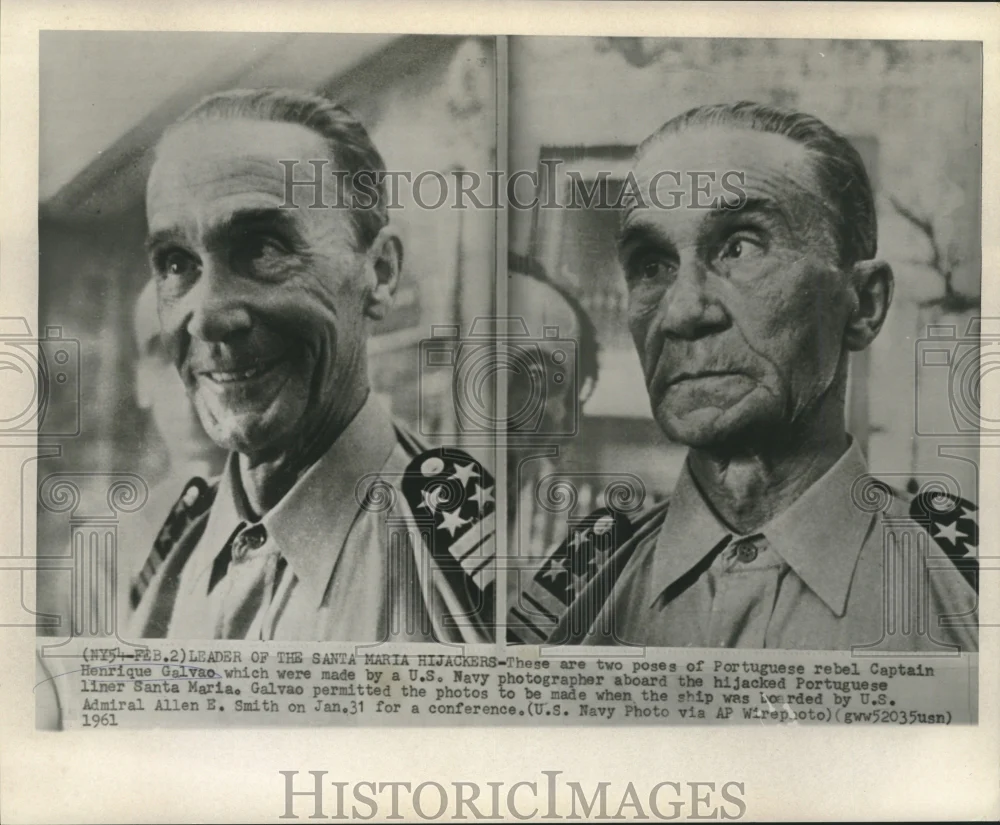 1961 Press Photo Portuguese liner Santa Maria hijacker Captain Henrique Galvao