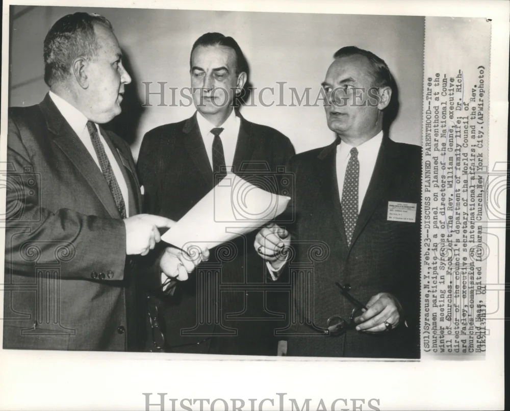 1961 Press Photo Rev. William Genne & others at planned parenthood panel in NY