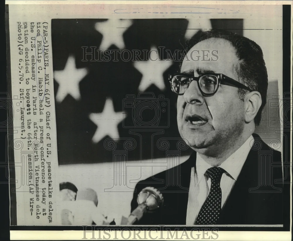 1970 Press Photo Philip Habib, Chief of U.S. peace-talks delegation in Paris
