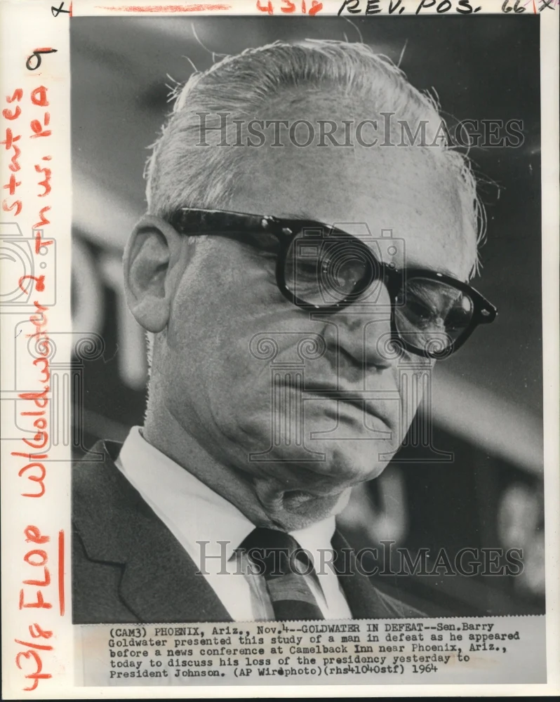 1964 Press Photo Senator Barry Goldwater at news conference in Arizona