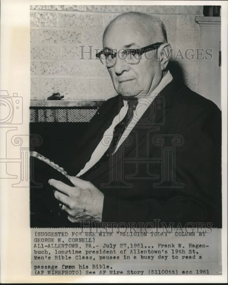 1961 Press Photo Frank Hagenbuch, President of Allentown's Men's Bible Class