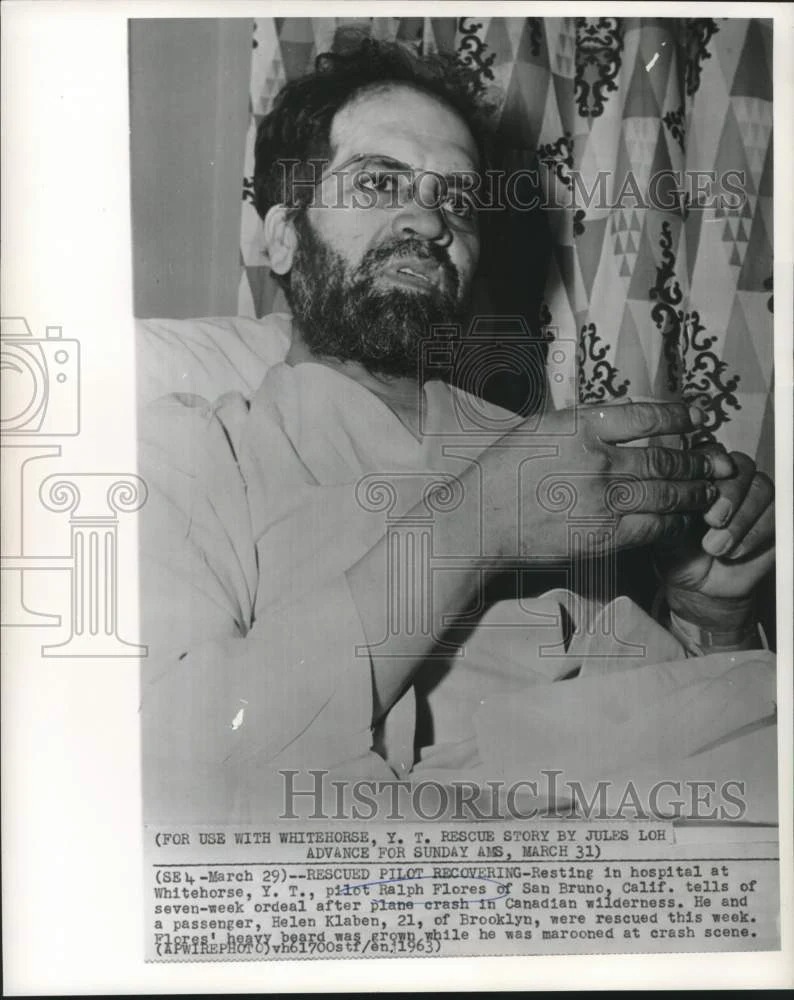 1963 Press Photo Plane crash survivor Ralph Flores in Whitehorse, Y.T. hospital