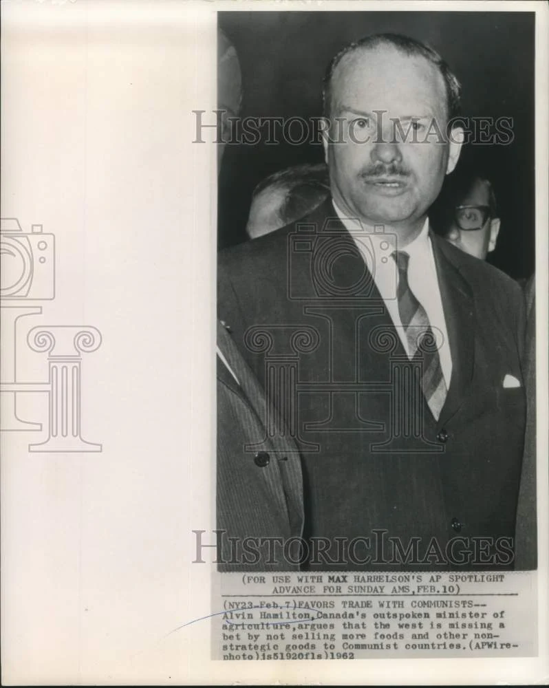 1962 Press Photo Alvin Hamilton, Canada's Minister of Agriculture - now07428
