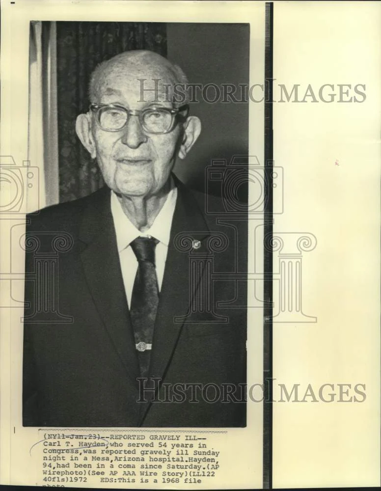 1968 Press Photo Carl T. Hayden served in Congress for 54 years. - now07633