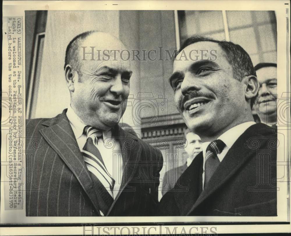 1970 Press Photo Jordan's King Hussein and Defense Secretary Laird at Pentagon