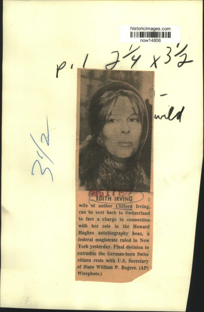 1972 Press Photo Edith Irving, wife of Clifford Irving, faces extradition - Image 2