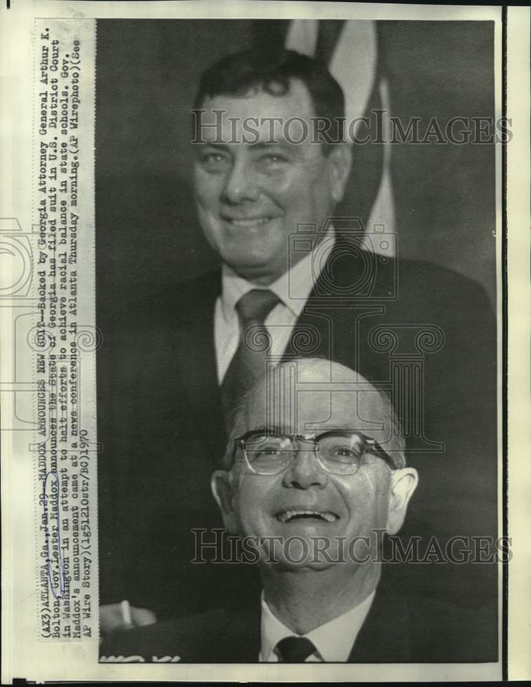1970 Press Photo Governor Maddox and Attorney General Bolton with newsmen