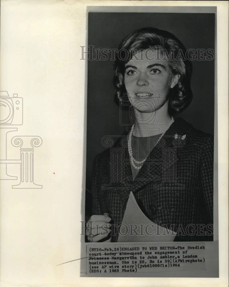 1964 Press Photo Princess Margaretha of Sweden, portrait, re: engagement