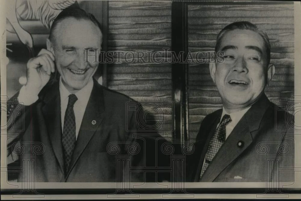 1967 Press Photo Senate Majority Leader Mansfield and Japan's Sato confer