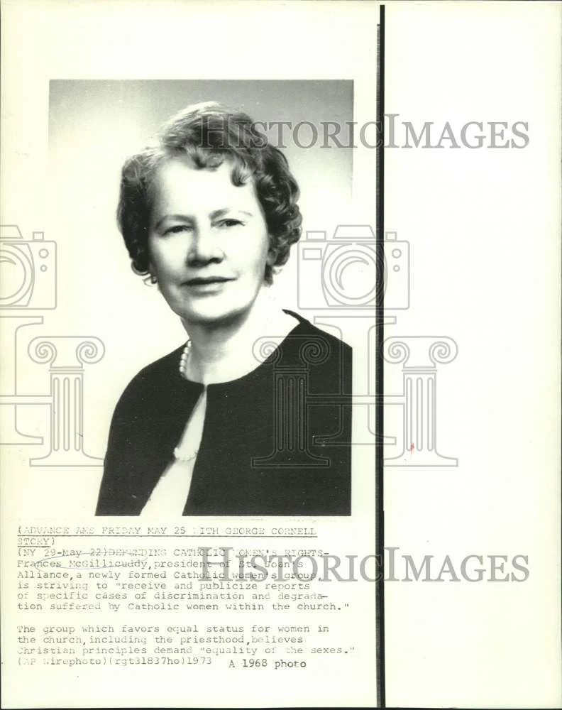 1968 Press Photo President of Catholic women's group Frances McGillicuddy