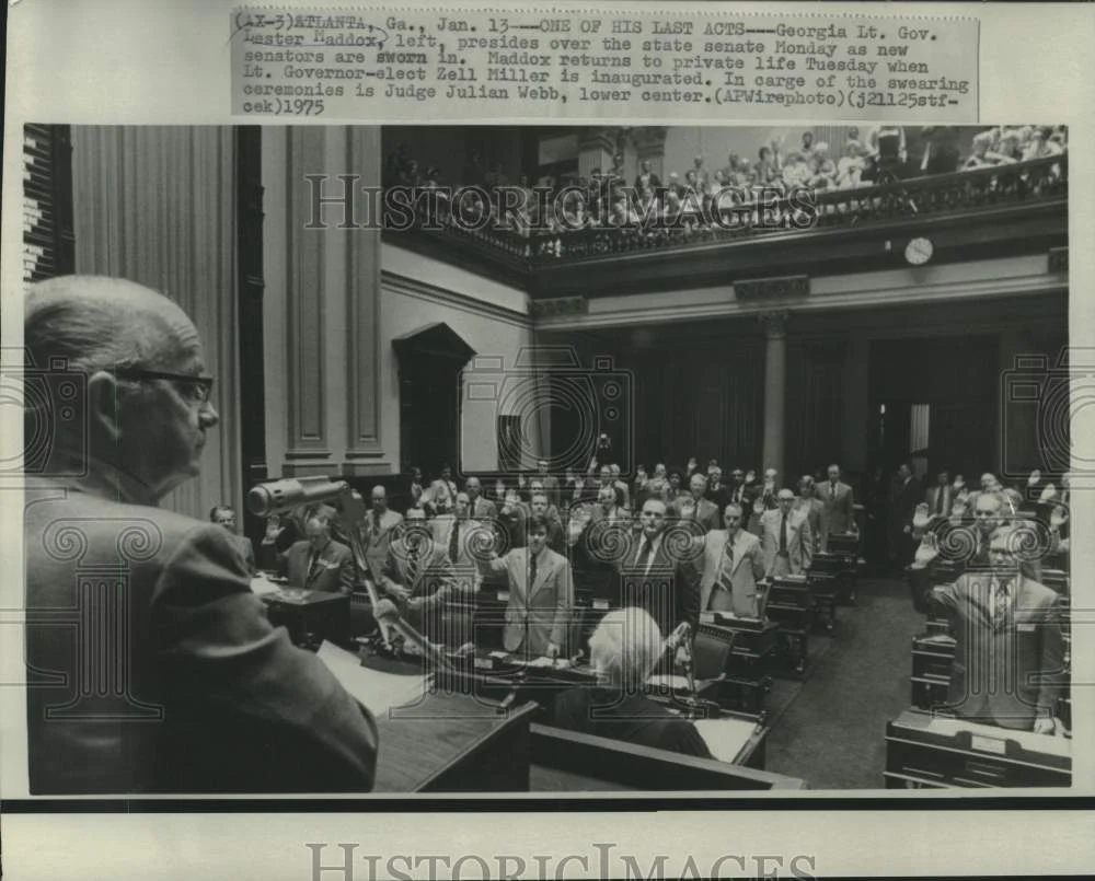 1975 Press Photo Georgia Lt. Governor Lester Maddox at State Senate session.