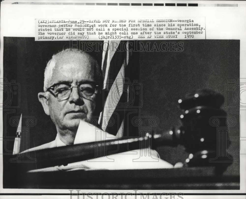 1970 Press Photo Georgia Governor Maddox at Capitol office in Atlanta.