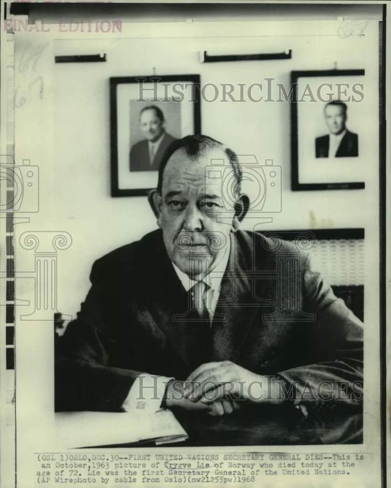 1963 Press Photo First Secretary General of United Nations Trygve Lie of Norway