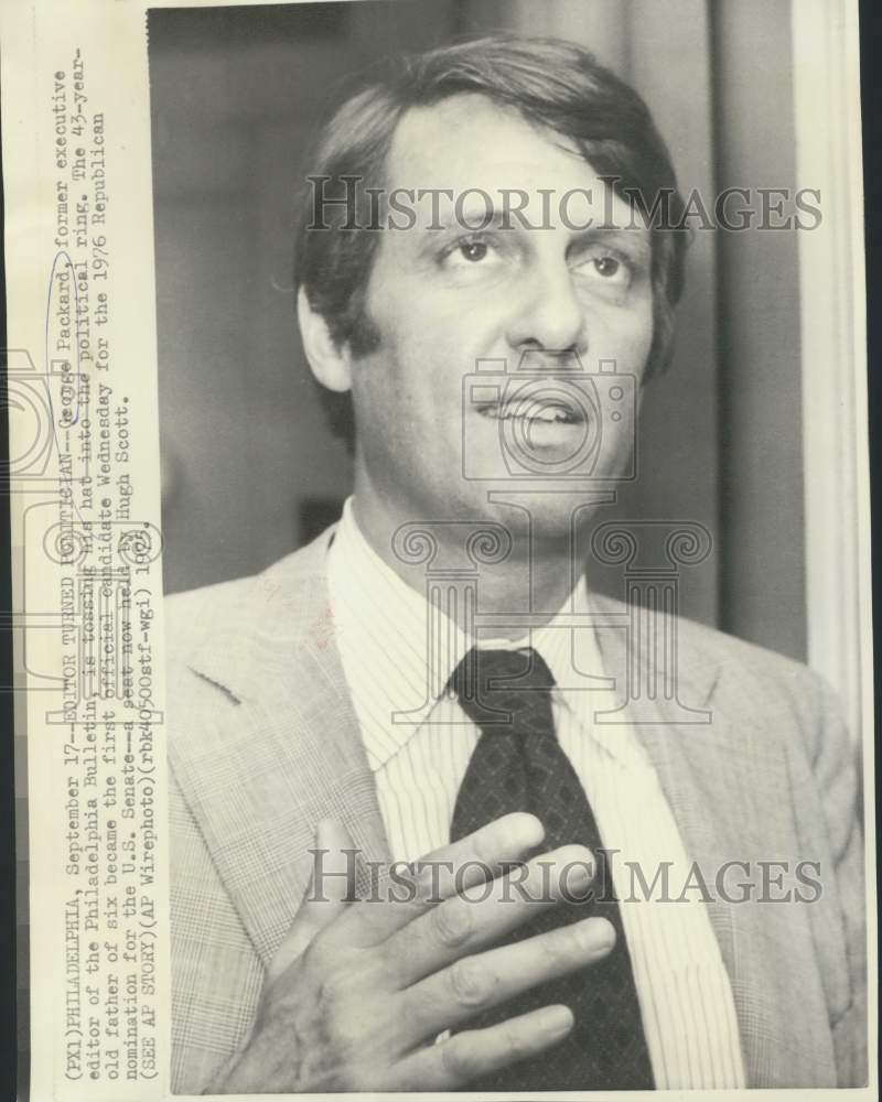 1975 Press Photo Republican candidate for U.S. Senate George Packard - now31683