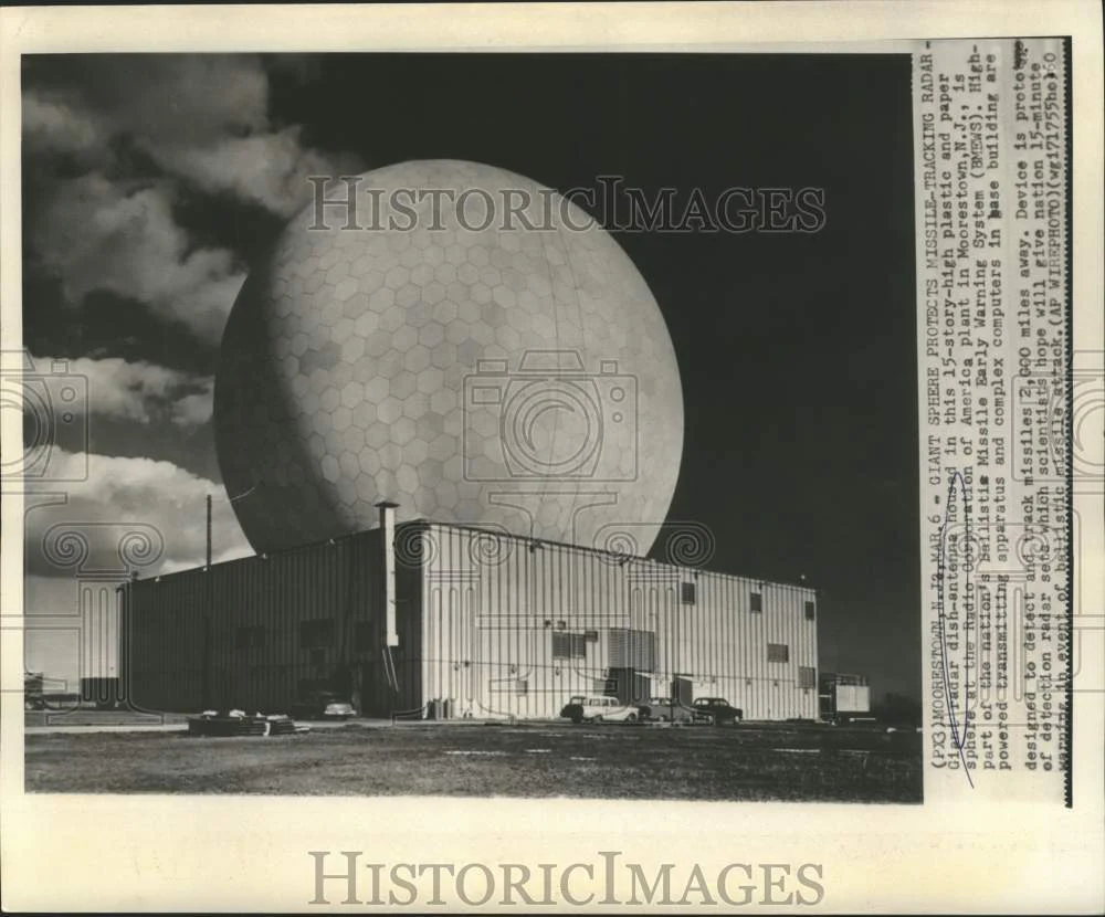 1960 Press Photo Giant sphere protects radar dish-antenna tracking radar