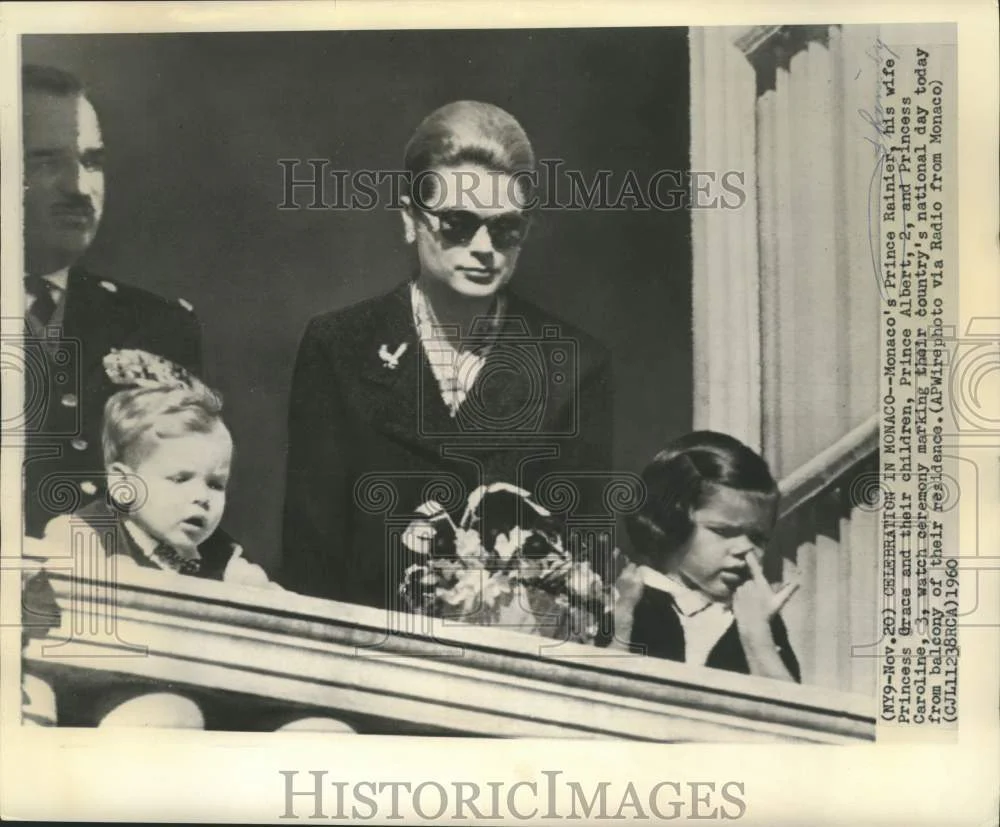 1960 Press Photo Prince Rainier and family at national day celebration in Monaco