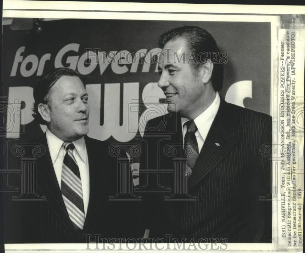1974 Press Photo William Anderson endorses Jim Powers as Tennessee Governor
