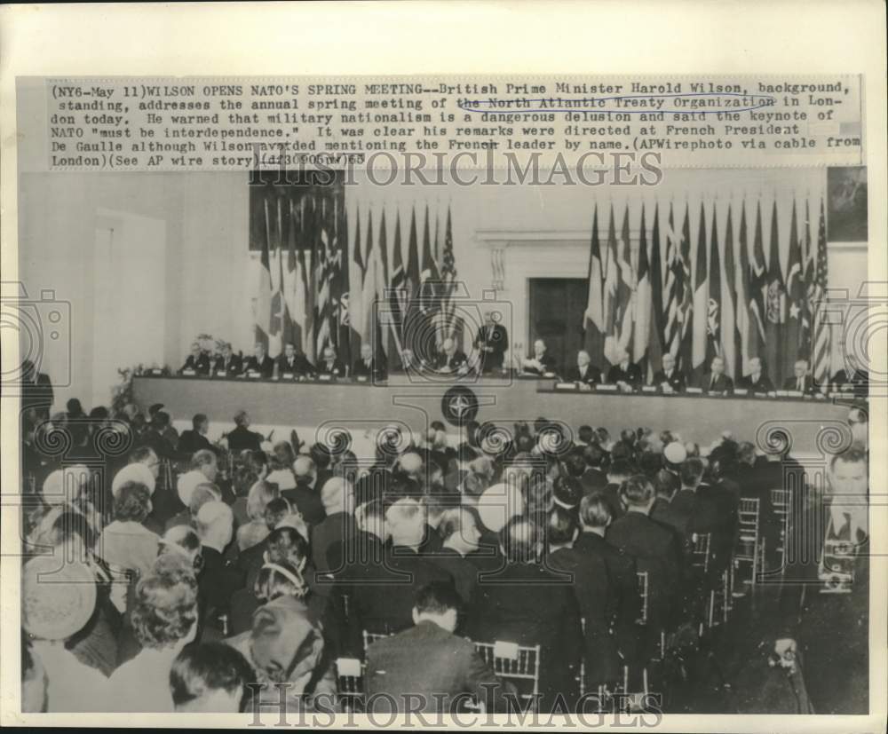 1965 Press Photo Britain's Harold Wilson opens NATO's spring session in London