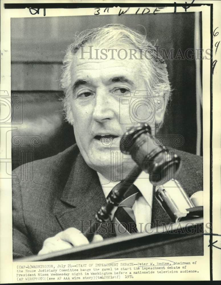 1974 Press Photo House Judiciary chairman Peter Rodino at impeachment debate