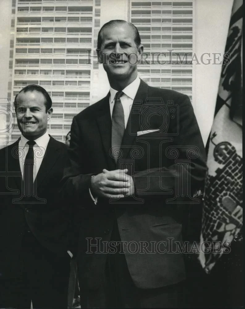 1966 Press Photo Studio exec. Richard Zanuck welcomes Prince Philip, Hollywood