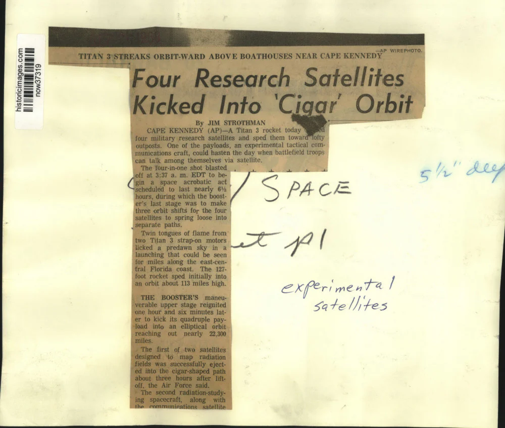 Press Photo Titan 3 streaks orbit-ward above boathouses near Cape Kennedy - Image 2