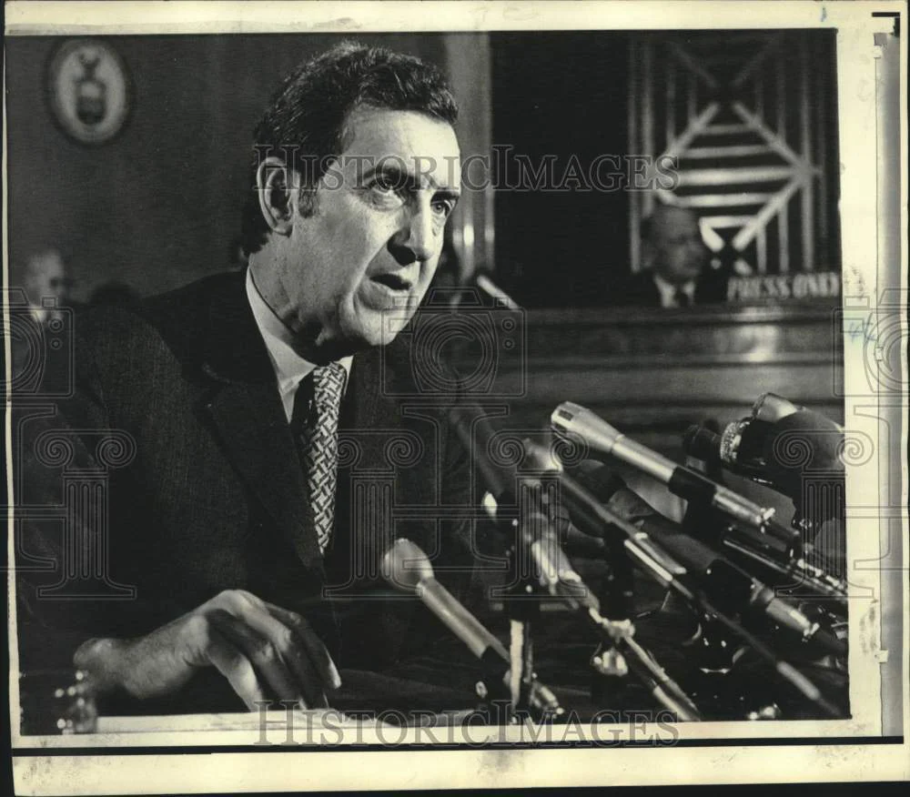 1970 Press Photo Senator Edmund Muskie at Washington pollution news conference
