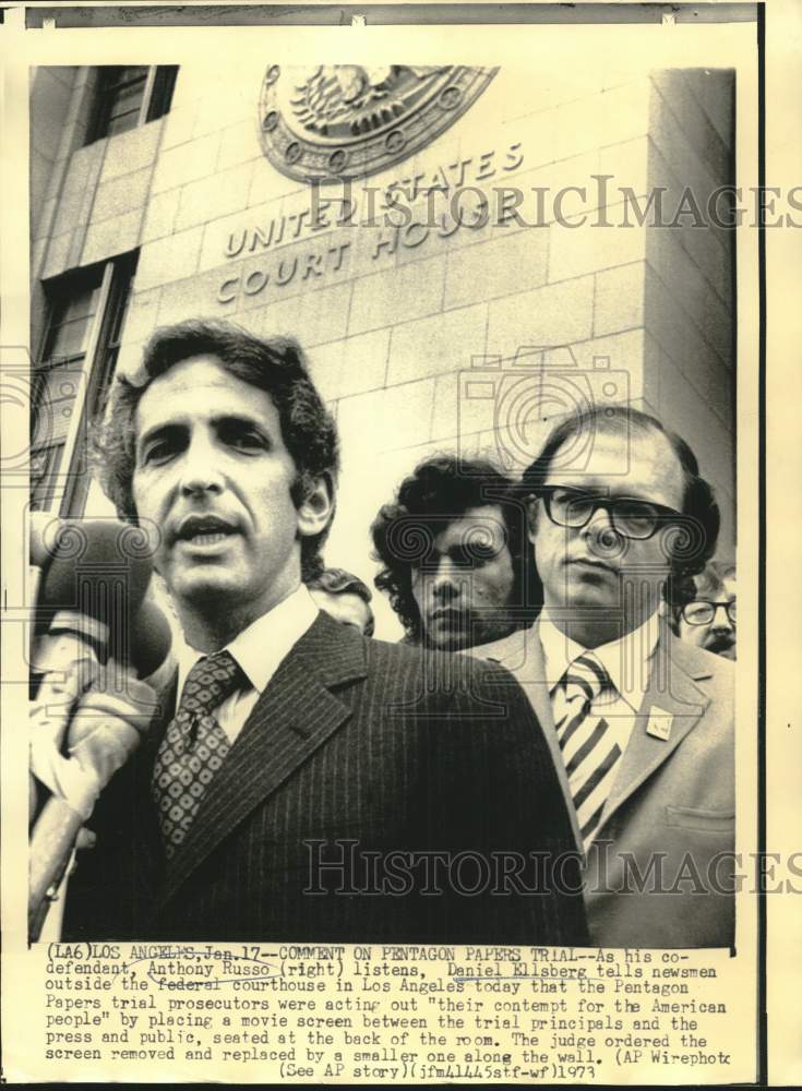 1973 Press Photo Pentagon Papers defendants Daniel Ellsberg and Anthony Russo