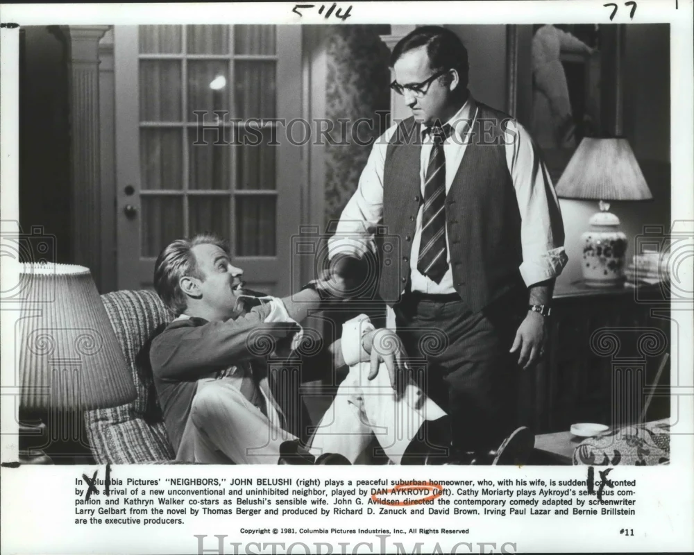 1981 Press Photo John Belushi and Dan Aykroyd in "Neighbors" - nox04275