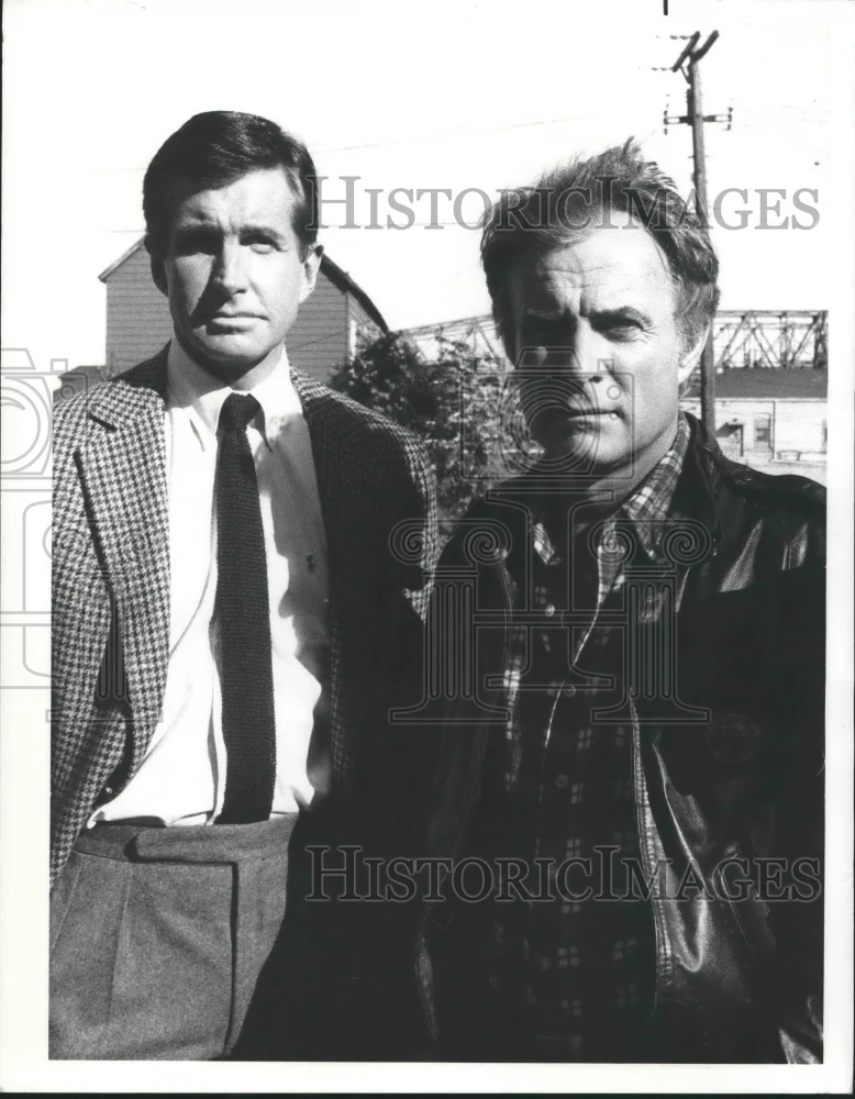 1985 Press Photo Actors Robert Conrad and George Hamilton