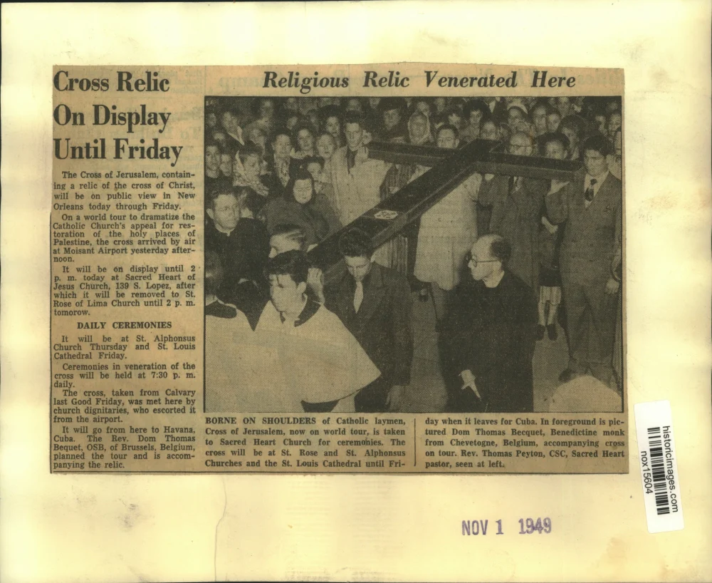 1949 Press Photo Sacred Heart Church Cross of Jerusalem in Catholic Event - Image 2