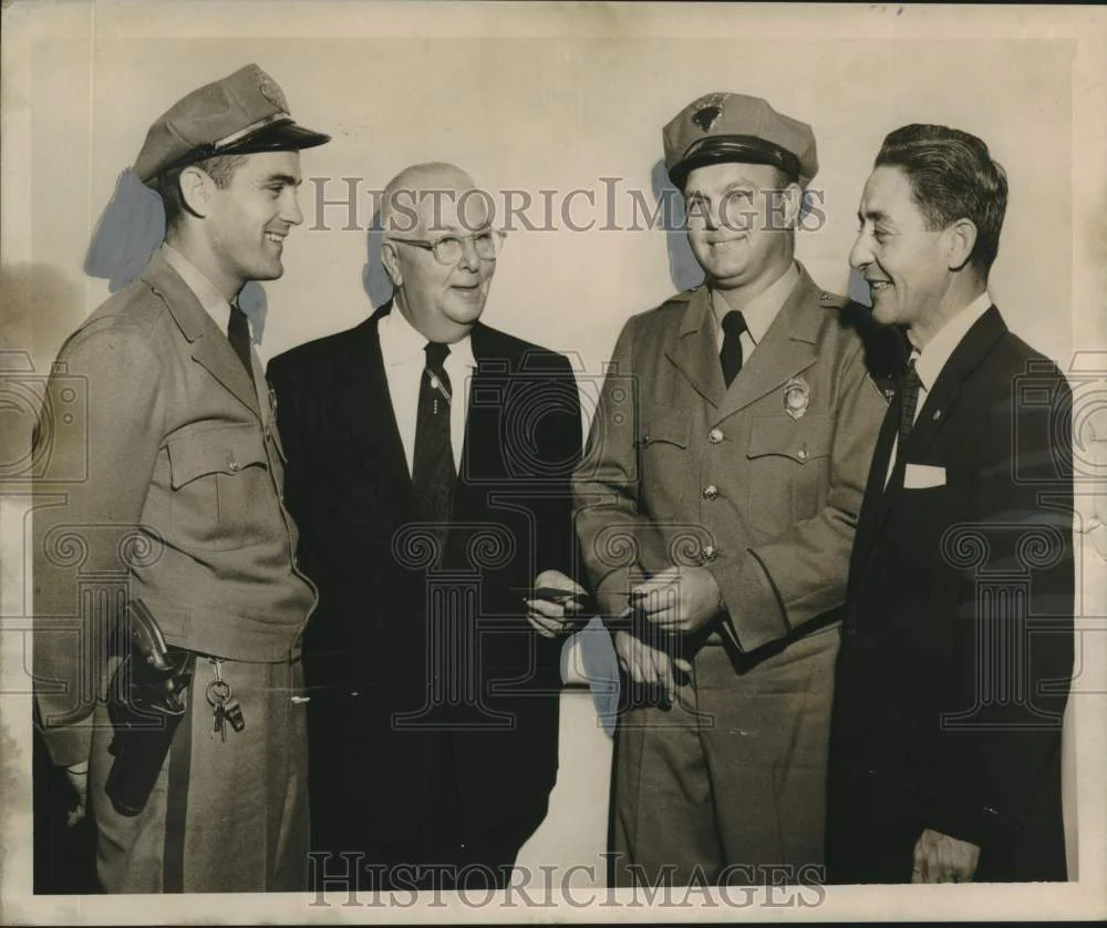1956 Press Photo Mayor Receives Check for Jefferson Parish Doll & Toy Fund