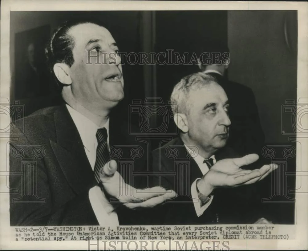 1950 Press Photo Soviet Commission Member Victor A. Kravchenko at U.S. House