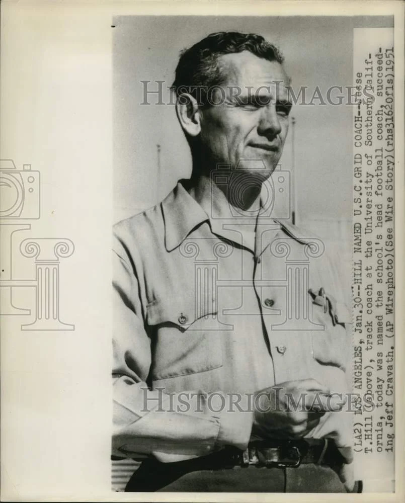 1951 Press Photo University of Southern California Football Coach Jesse T. Hill
