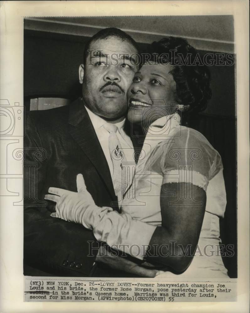 1955 Press Photo Former Boxing Champion Joe Louis & Wife Rose after Wedding