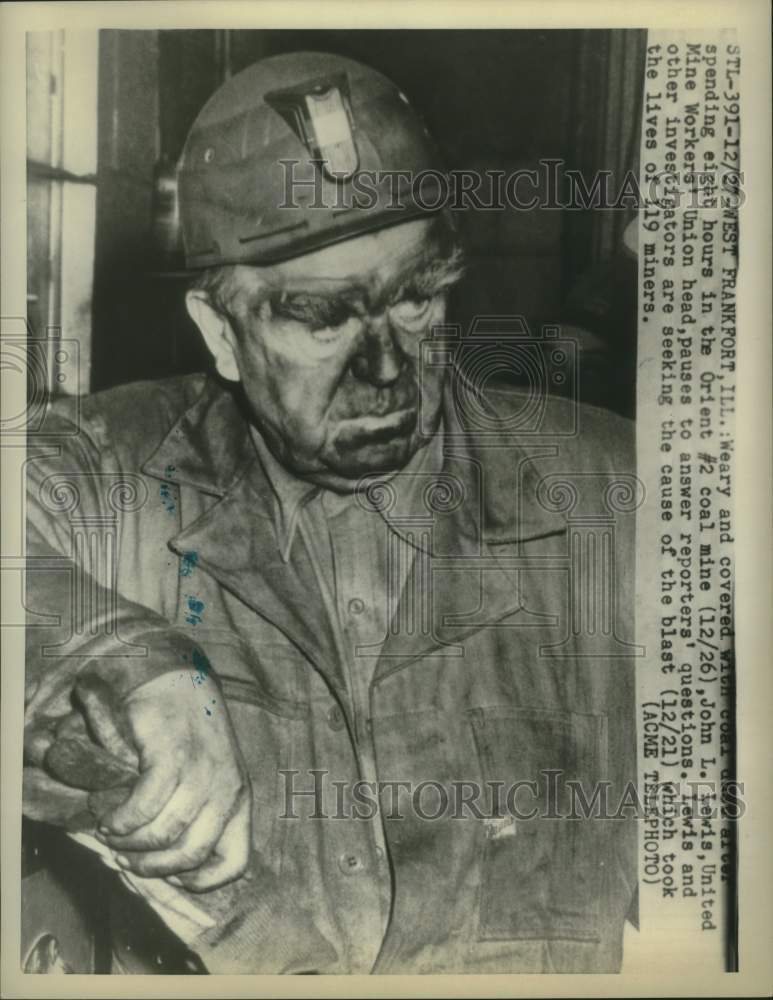 1952 Press Photo United Mine Workers Chief John L. Lewis after 8 Hours in Mine